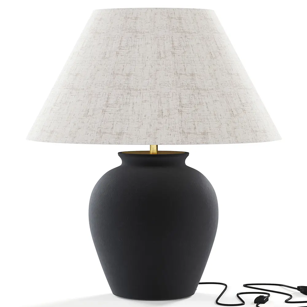  Buy Vintage Table Lamp - Ceramic Base and Fabric Shade - Goldina Black 61737 - in the UK
