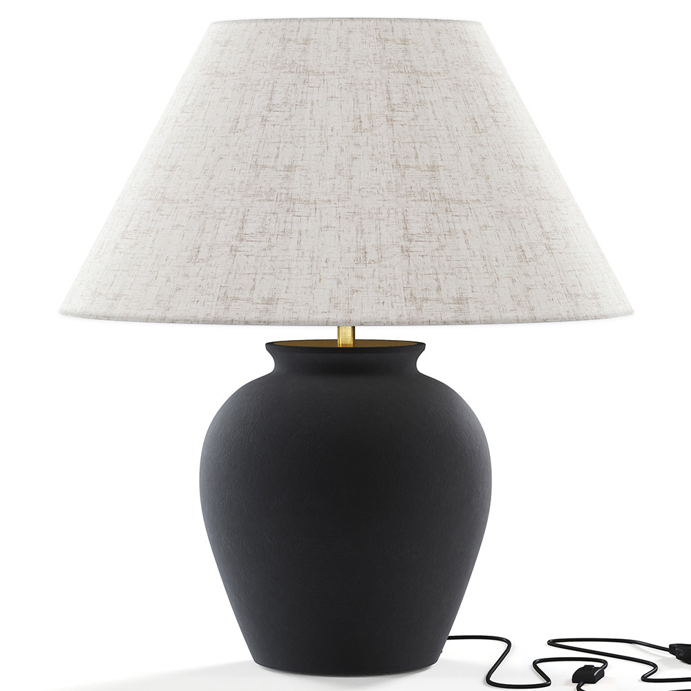  Buy Vintage Table Lamp - Ceramic Base and Fabric Shade - Goldina Black 61737 - in the UK