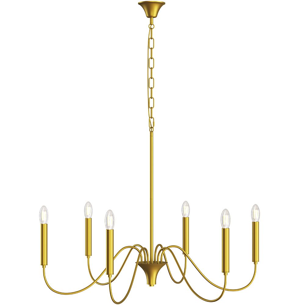  Buy Gold 6-Arm Pendant Lamp – Modern Chandelier Style in Metal - Aviana Gold 61742 - in the UK