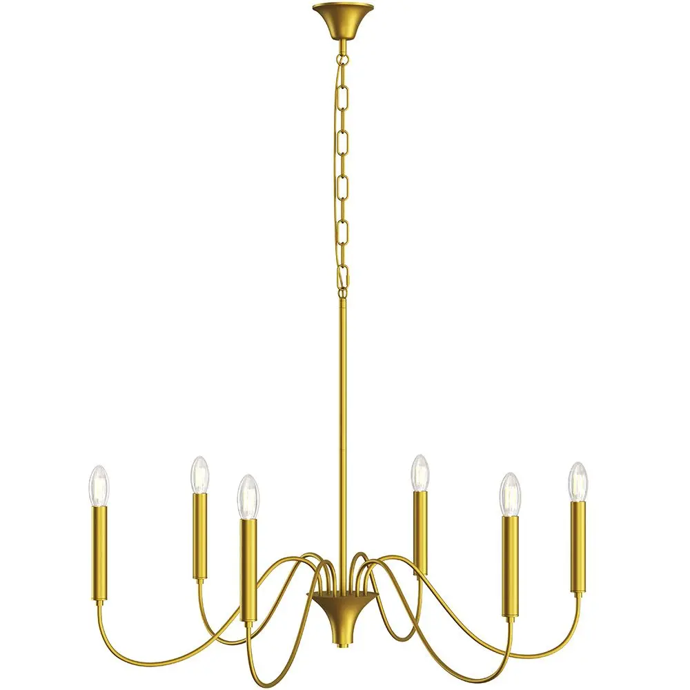  Buy Gold 6-Arm Pendant Lamp – Modern Chandelier Style in Metal - Aviana Gold 61742 - in the UK