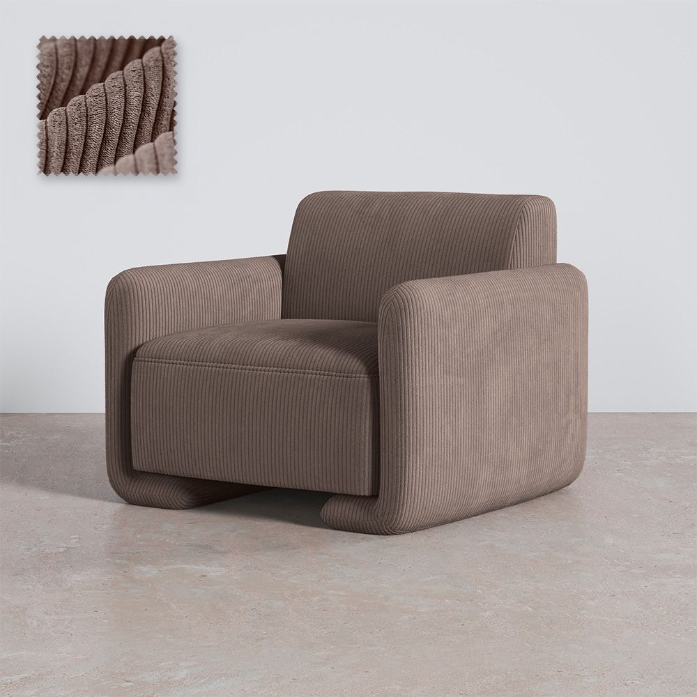 Buy Armchair Upholstered In Velvet Corduroy – Modern Design - Halember Taupe 61755 - in the UK