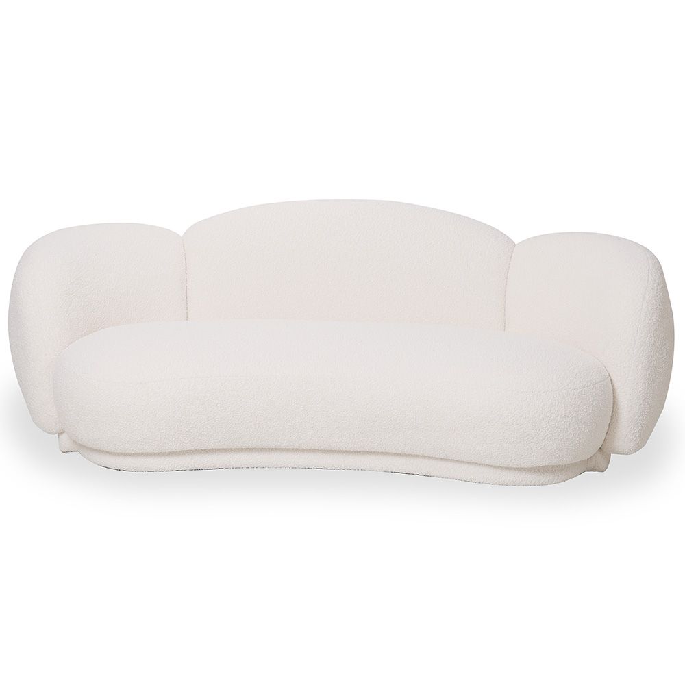  Buy Curved Sofa Upholstered In White Bouclé – Modern And Elegant Design - Boreli White 61756 - in the UK