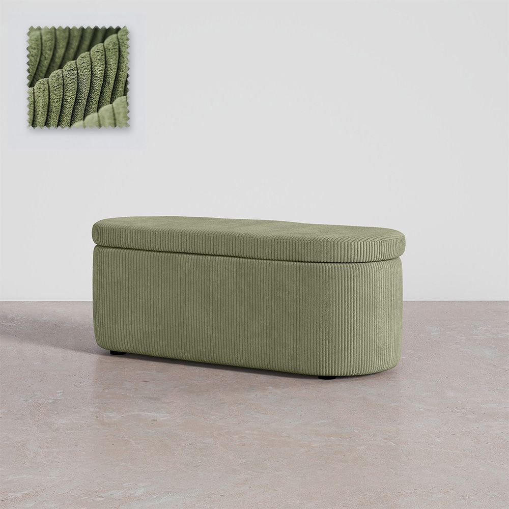  Buy Bench With Internal Storage Upholstered In Velvet Corduroy Fabric - Auren Olive 61765 - in the UK
