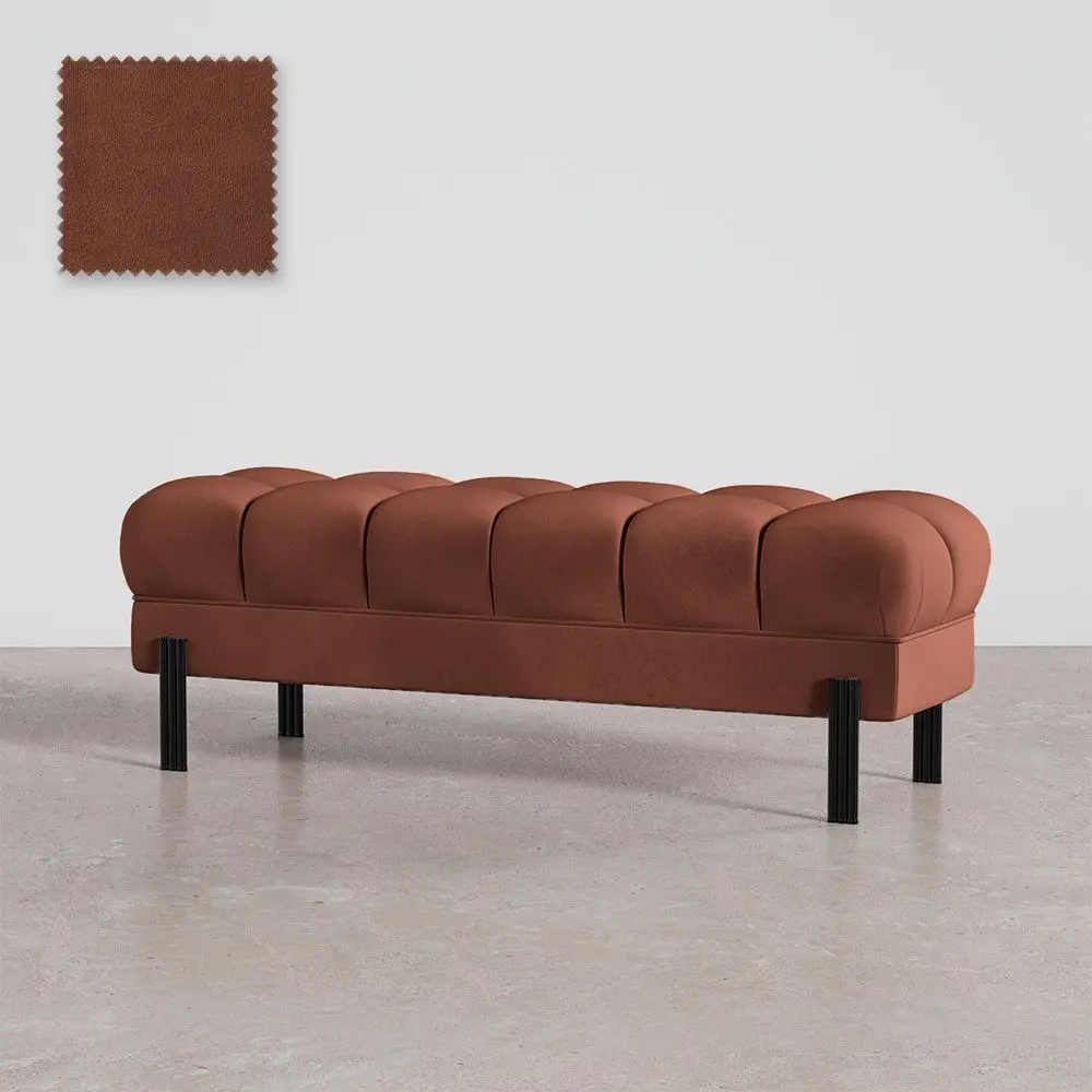  Buy Chesterfield Style Bench Upholstered In Velvet With Iron Legs - Carella Chocolate 61771 - in the UK