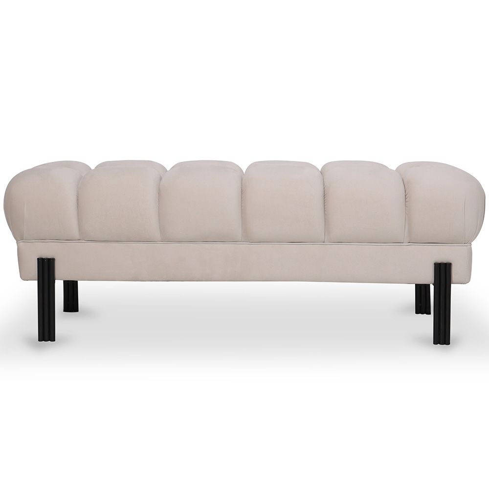  Buy Chesterfield Style Bench Upholstered In Velvet With Iron Legs - Carella Ivory 61771 - in the UK