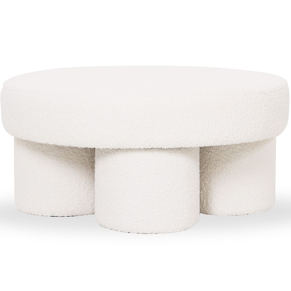  Buy Designer Ottoman In White Bouclé – Modern Coffee Table - Noreli White 61773 - in the UK