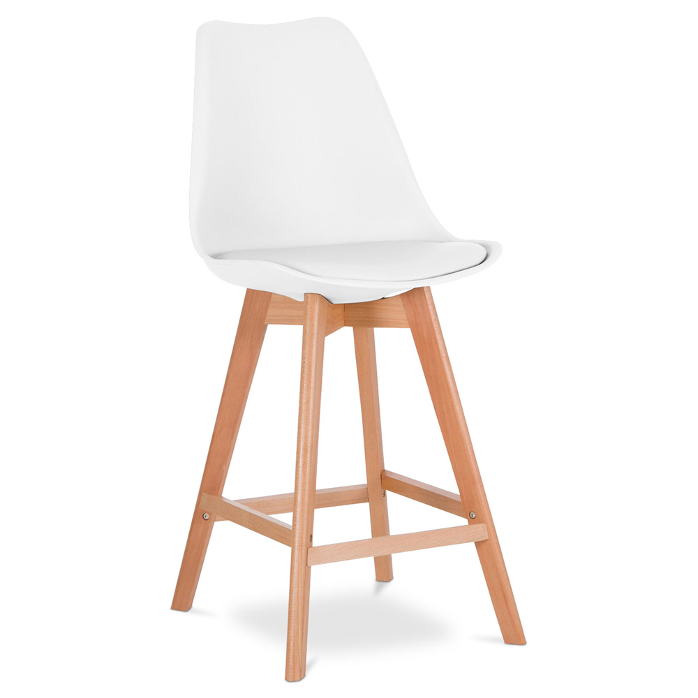  Buy Premium Brielle Scandinavian design bar stool with cushion - Wood White 59278 - in the UK