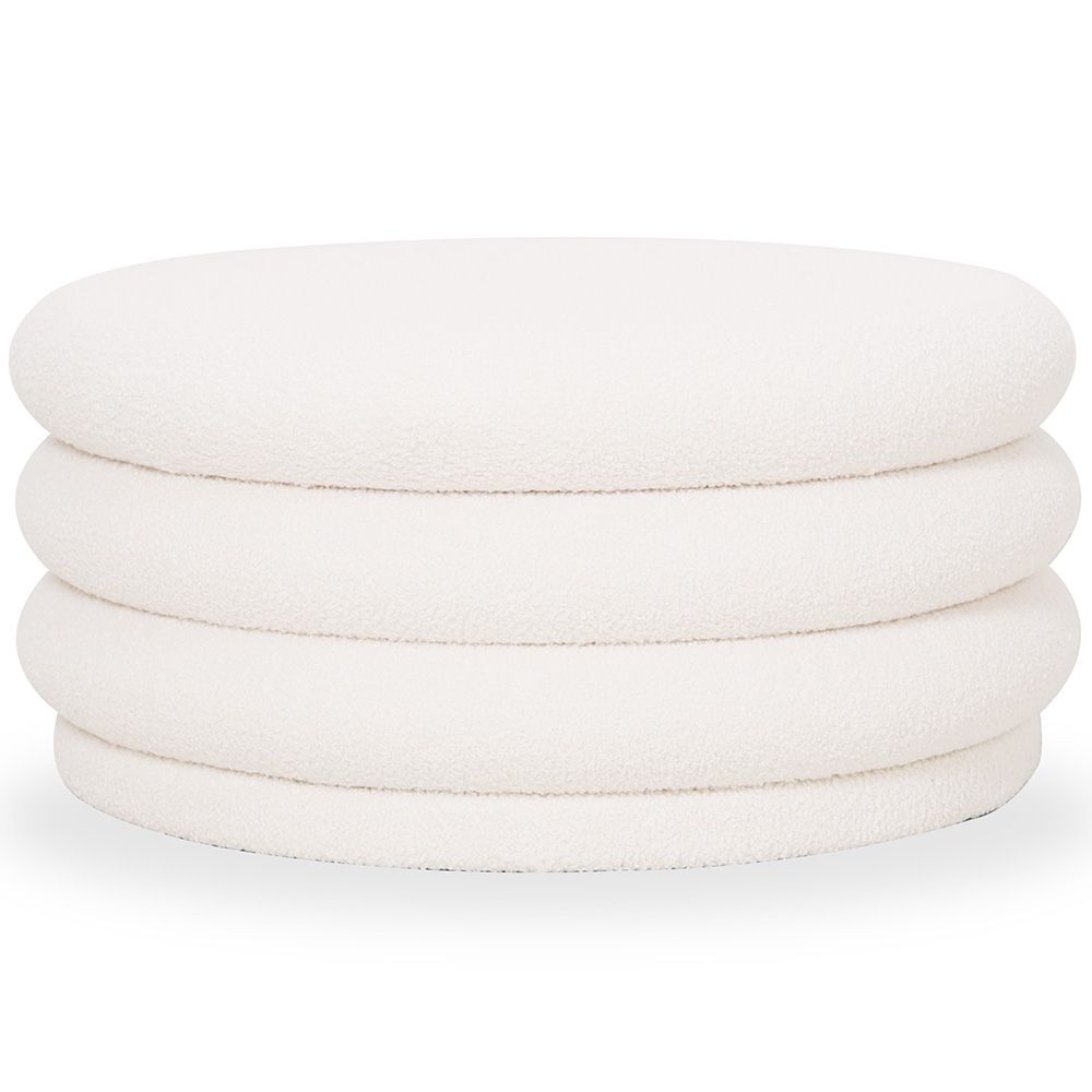  Buy Modern Ottoman With Storage Upholstered In Bouclé Fabric Multifunctional As Coffee Table - Orelia White 61775 - in the UK