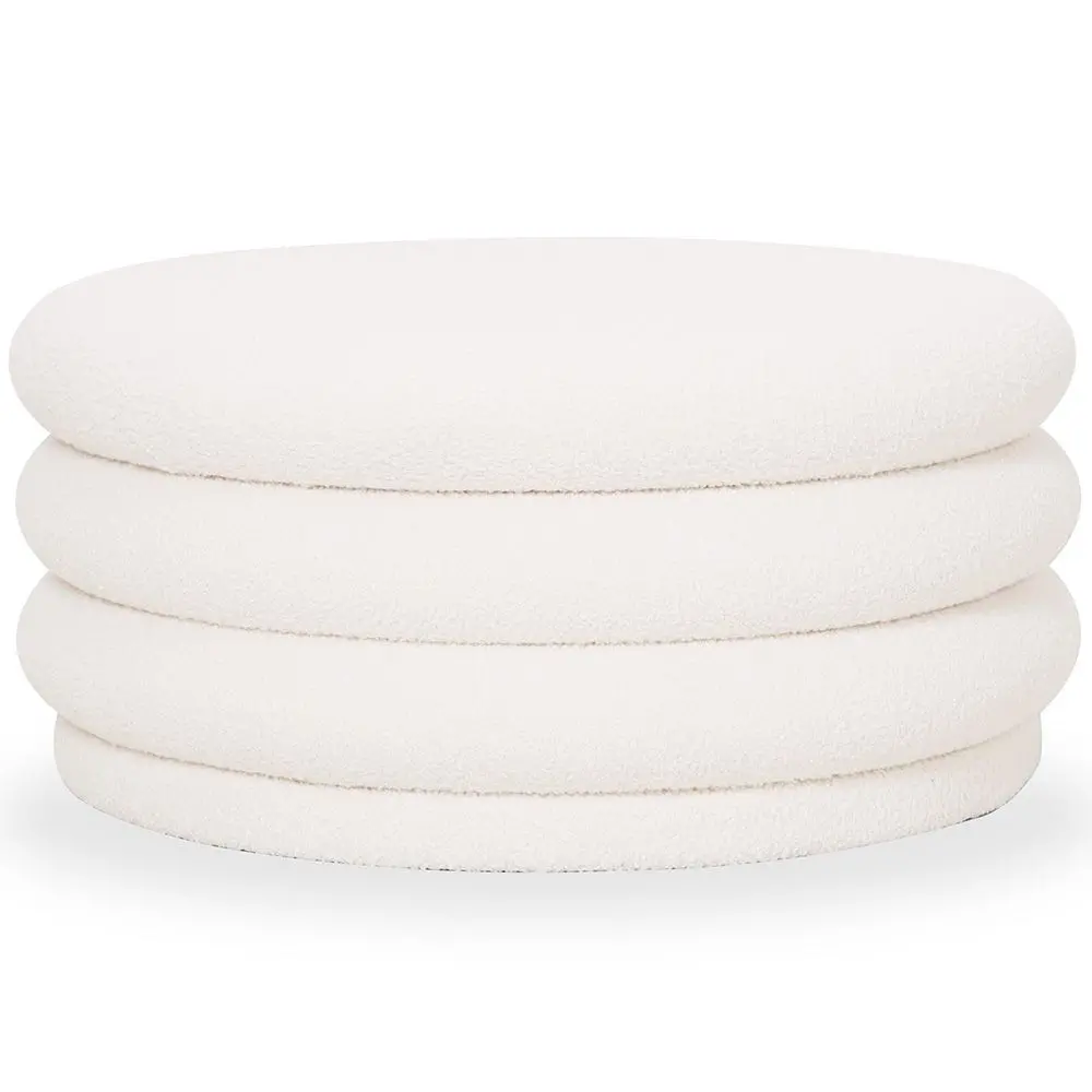  Buy Modern Ottoman With Storage Upholstered In Bouclé Fabric Multifunctional As Coffee Table - Orelia White 61775 - in the UK