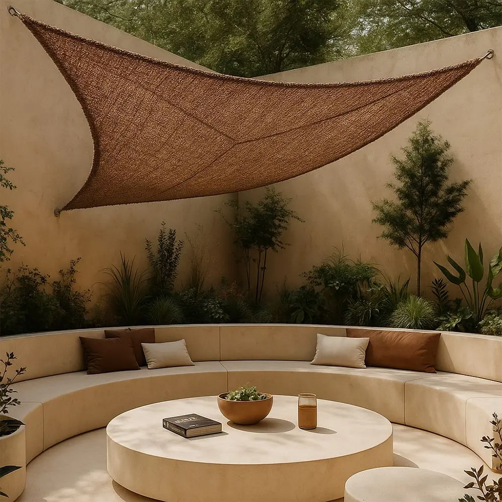  Buy Coconut fiber awning 5x5x5M - 100 % Ecological shade sail Beige 61780 - in the UK