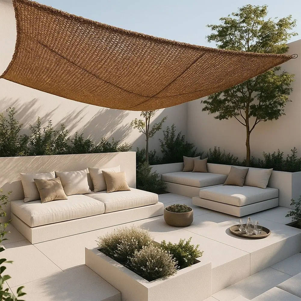  Buy Coconut fiber awning 4x4M - 100 % Ecological shade sail Beige 61782 - in the UK