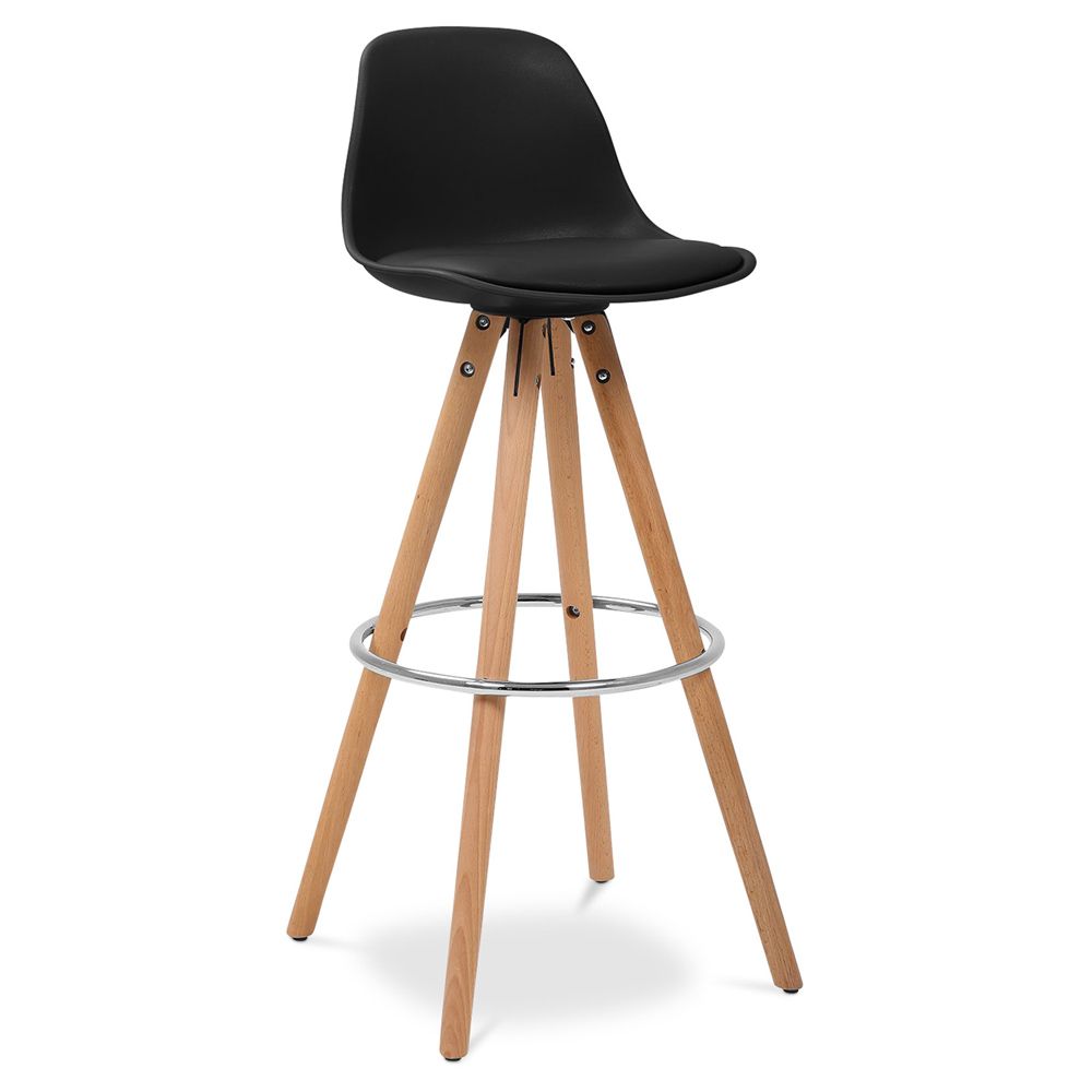  Buy Muriel Scandinavian design Bar stool with cushion - Wood Black 59279 - in the UK