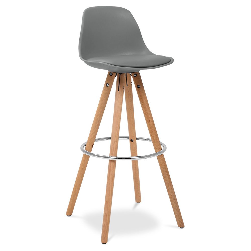  Buy Muriel Scandinavian design Bar stool with cushion - Wood Dark grey 59279 - in the UK