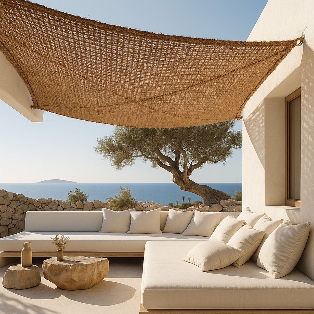  Buy Coconut fiber awning 5x5M - 100 % Ecological shade sail Beige 61783 - in the UK