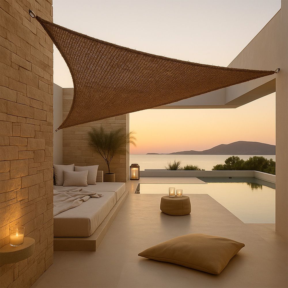  Buy Coconut fiber awning 3x3x3M - 100 % Ecological shade sail Beige 61784 - in the UK