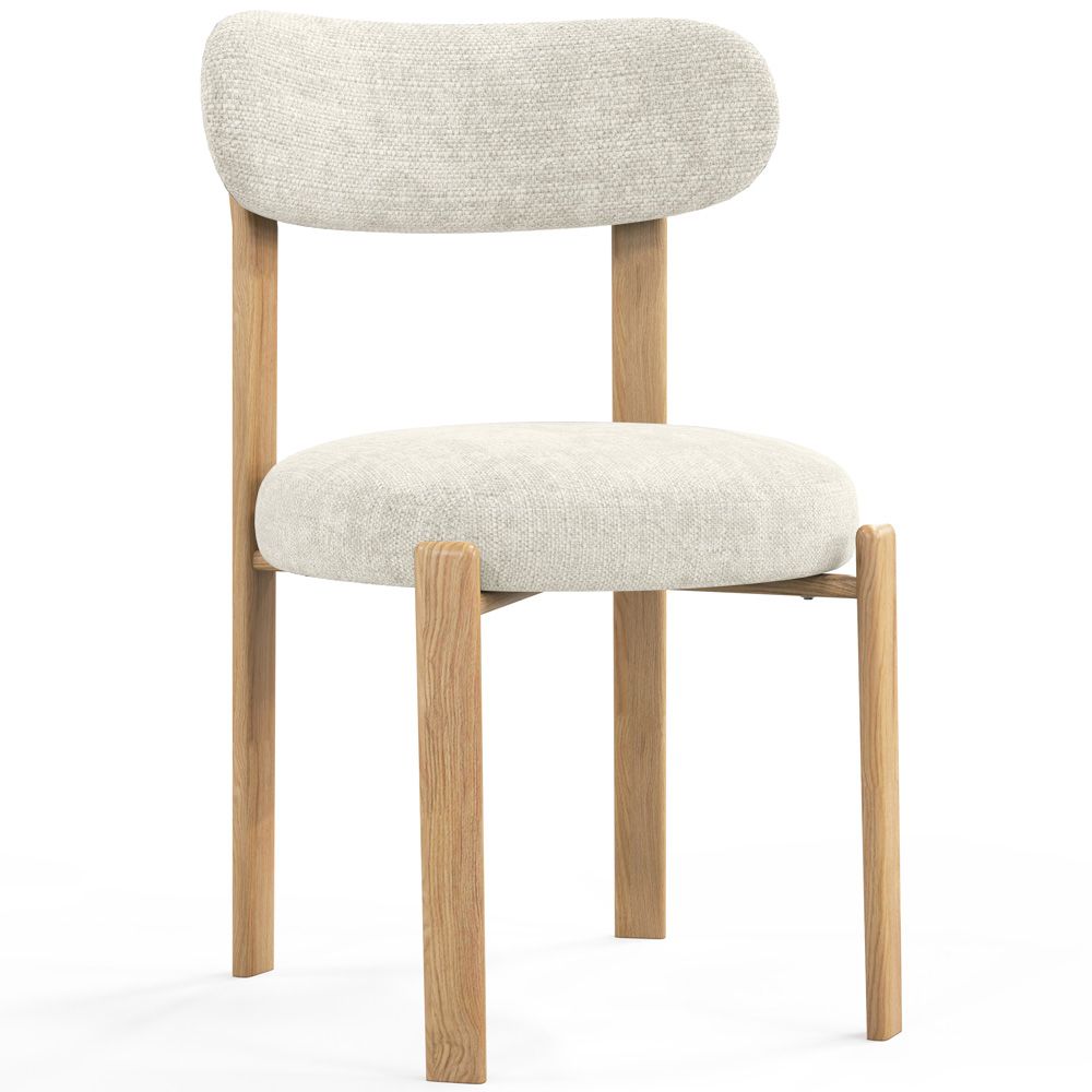  Buy Dining chair Chenille upholstered - Oak effect legs - Ergonomic and modern design - Essentia Ivory 61786 - in the UK