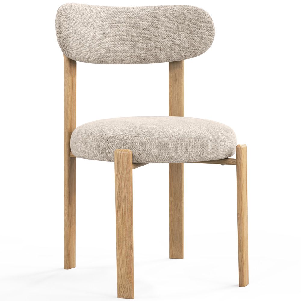  Buy Dining chair Chenille upholstered - Oak effect legs - Ergonomic and modern design - Essentia Cream 61786 - in the UK