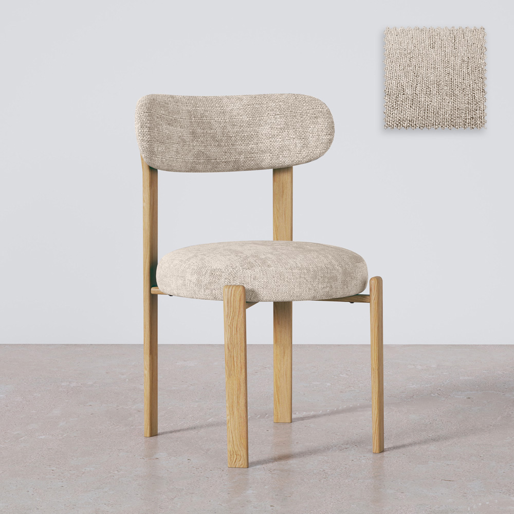  Buy Dining chair Chenille upholstered - Oak effect legs - Ergonomic and modern design - Essentia Cream 61786 - in the UK