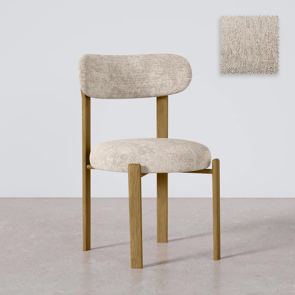  Buy Dining chair Chenille upholstered - Oak effect legs - Ergonomic and modern design - Essentia Cream 61786 - in the UK