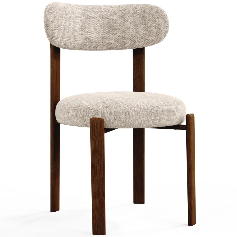  Buy Dining chair upholstered in Chenille – Dark wood-effect legs – Ergonomic and modern design – Essentia Cream 61787 - in the UK