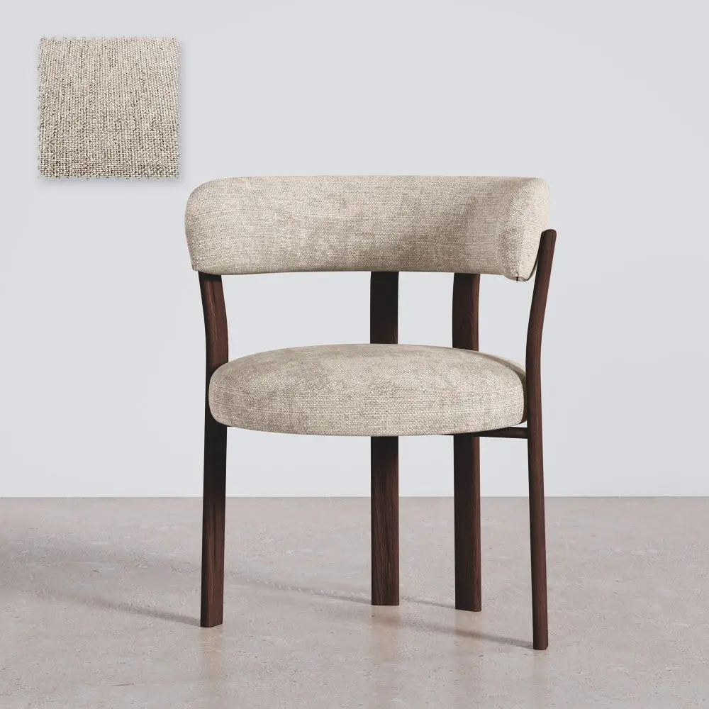  Buy Living room armchair with armrests upholstered in Chenille – Dark wood-effect legs – Ergonomic and modern design – Essentia Cream 61789 - in the UK