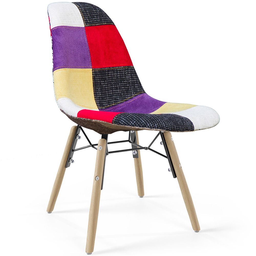  Buy Dining Chair - Patchwork Upholstery - Scandinavian Design and Wooden Legs - Elskar Multicolour 61791 - in the UK