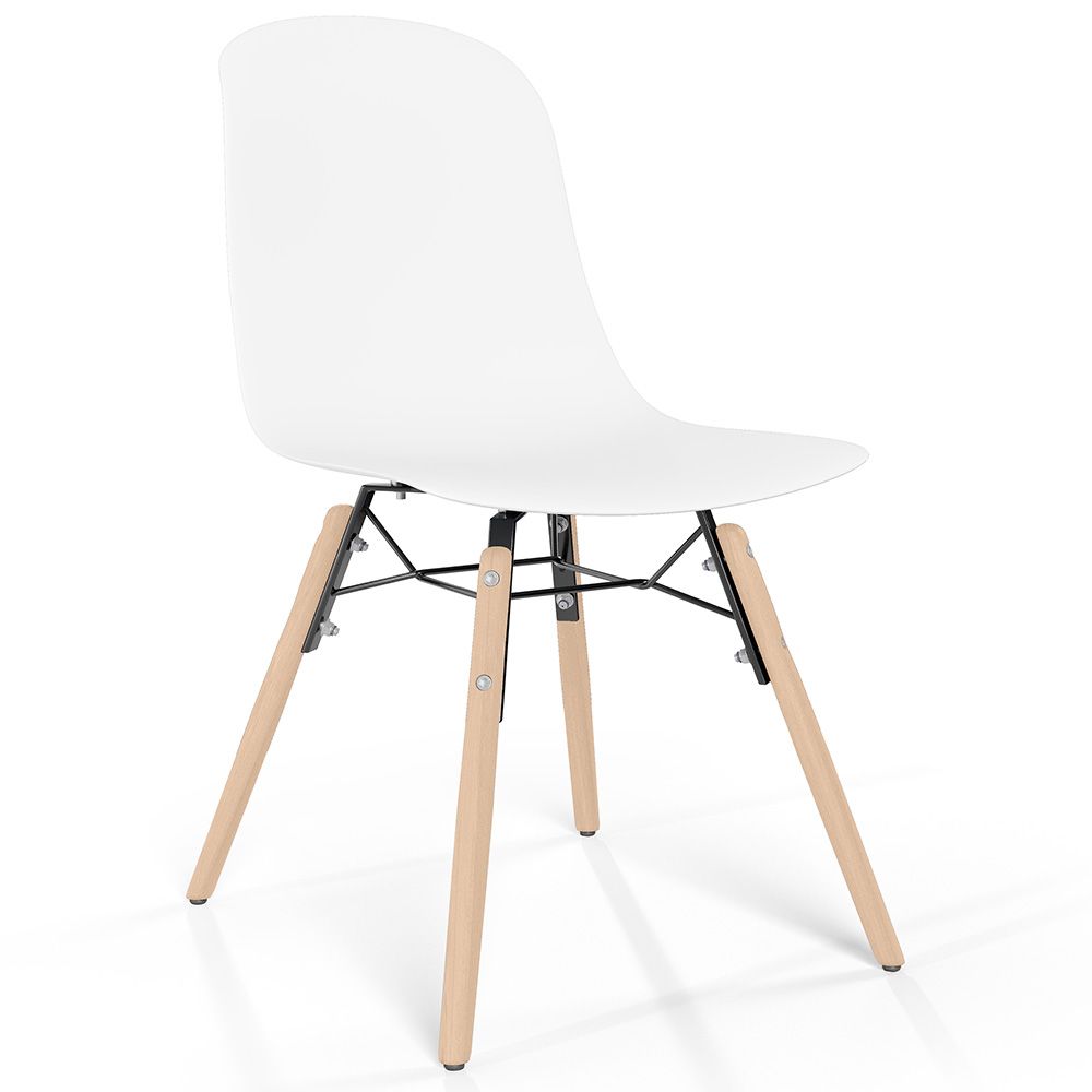  Buy Dining chair with natural wood legs – Modern style and functionality - Beni White 61792 - in the UK