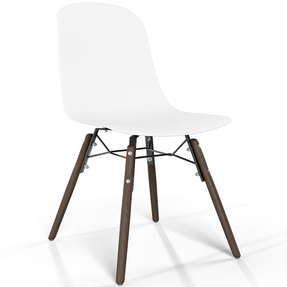  Buy Dining chair with dark wood legs – Modern style and functionality - Larof White 61793 - in the UK