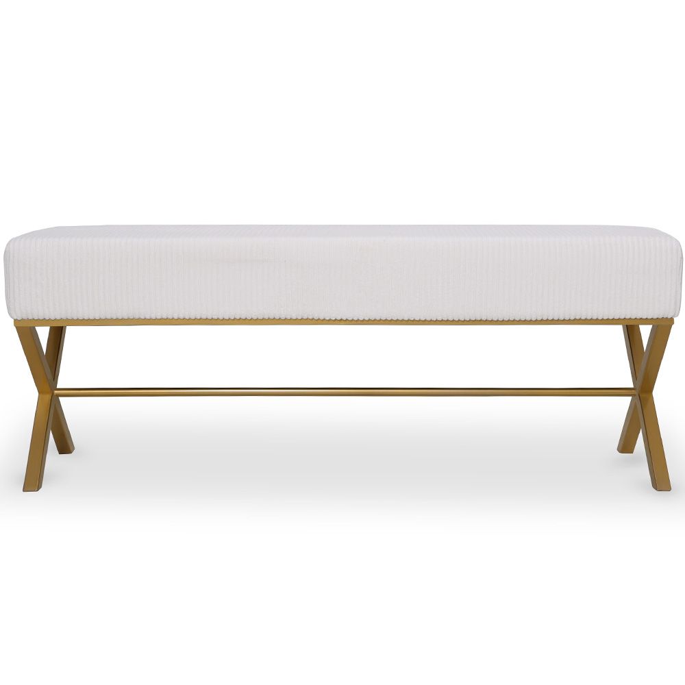  Buy Bench Upholstered In Velvet Fabric With Golden Metal Frame - Nivren White 61764 - in the UK
