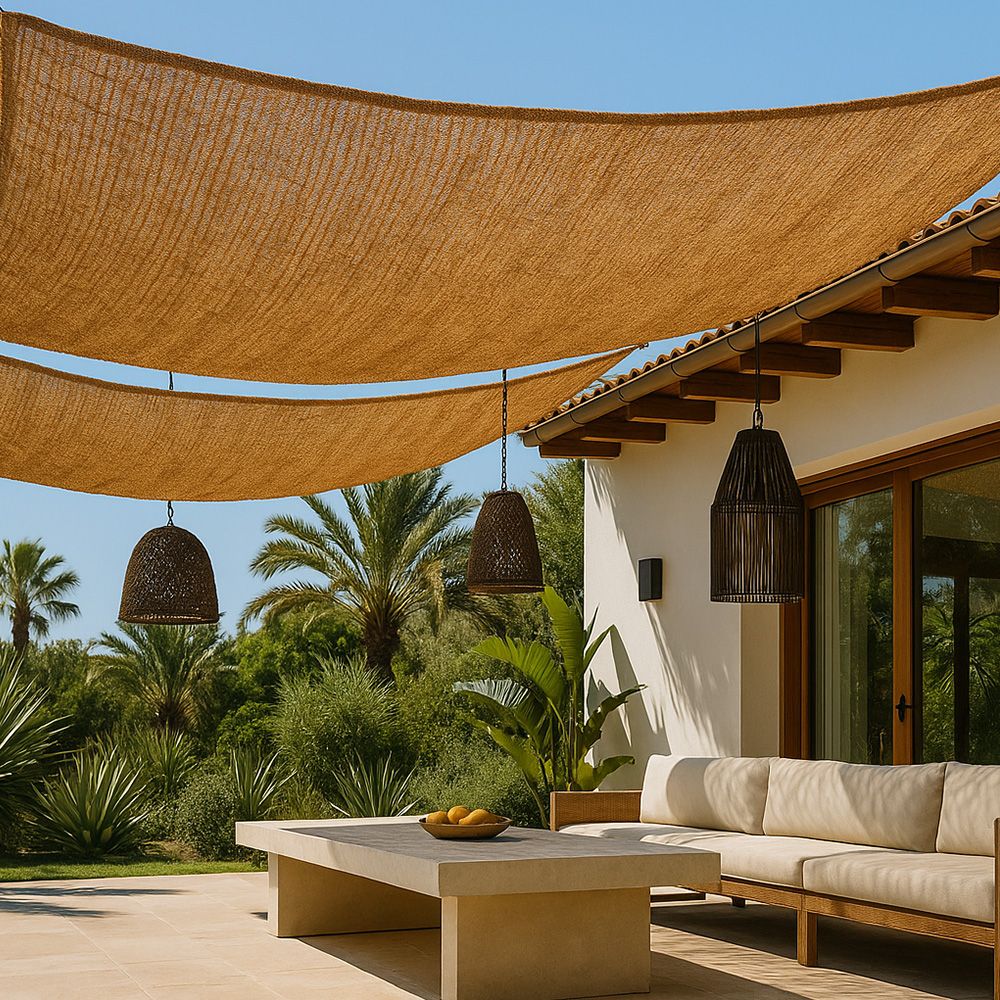  Buy Coconut fiber awning 10x1M - 100 % Natural shade sail Beige 61801 - in the UK