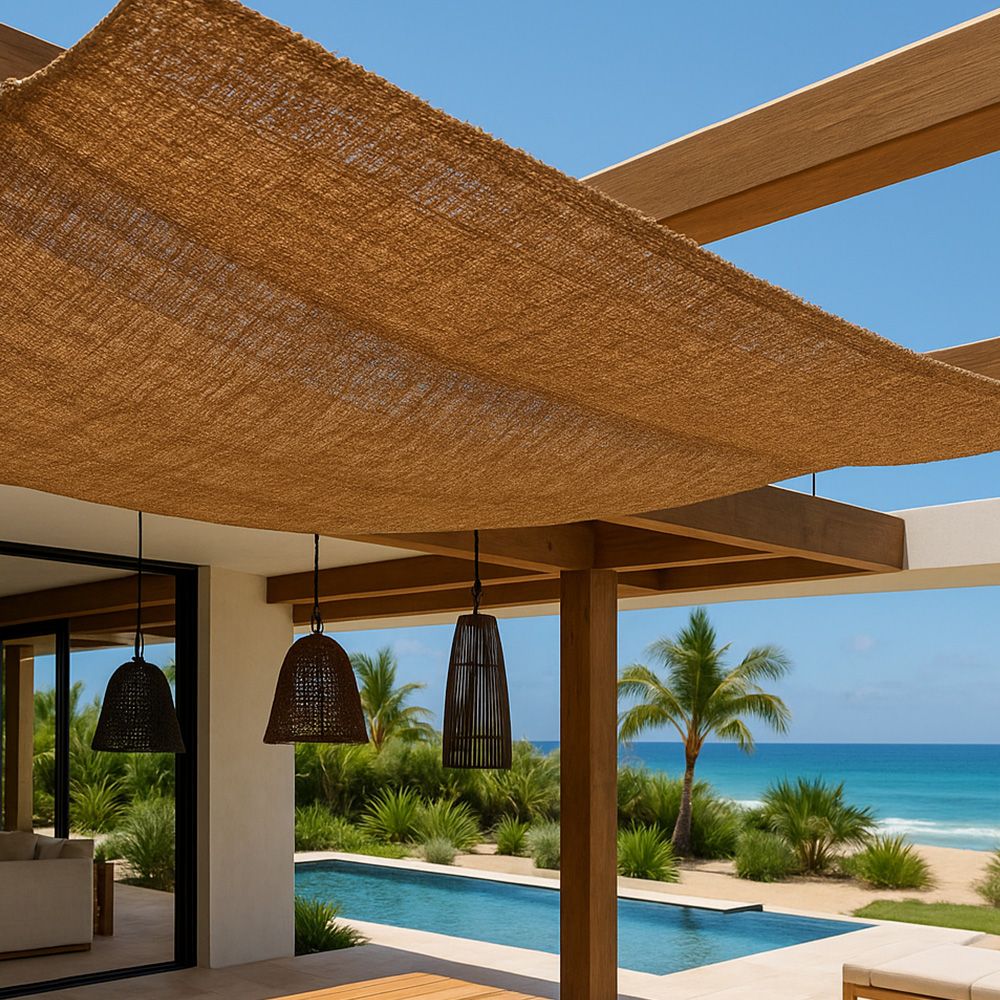  Buy Coconut fiber awning 20x2M - 100 % Natural shade sail Beige 61802 - in the UK