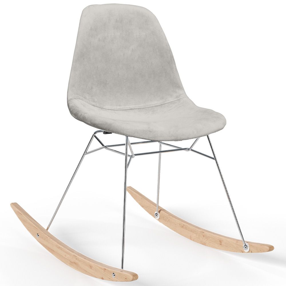  Buy Rocking Chair Modern Fabric Upholstered for Adults - Steel and Wood Legs - Lumi Light grey 61812 - in the UK
