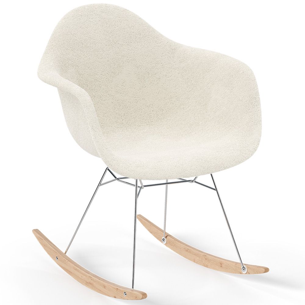  Buy Rocking Chair Bouclé with Arms – Scandinavian Design with Steel and Wood - Skandiva White 61814 - in the UK