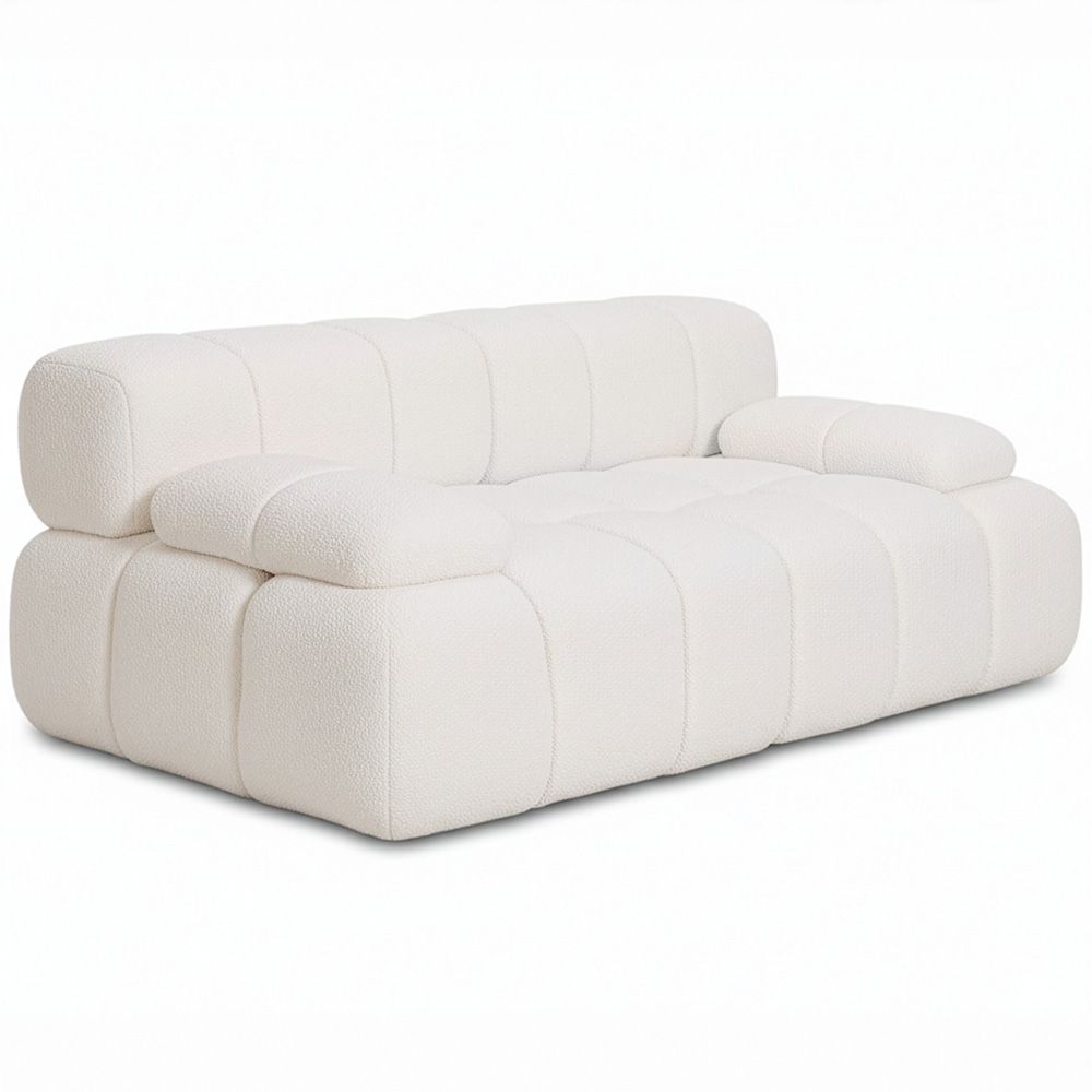 Buy Modular Sofa Upholstered in Bouclé Fabric – 2/3 Seater – Bathy White 61822 - in the UK