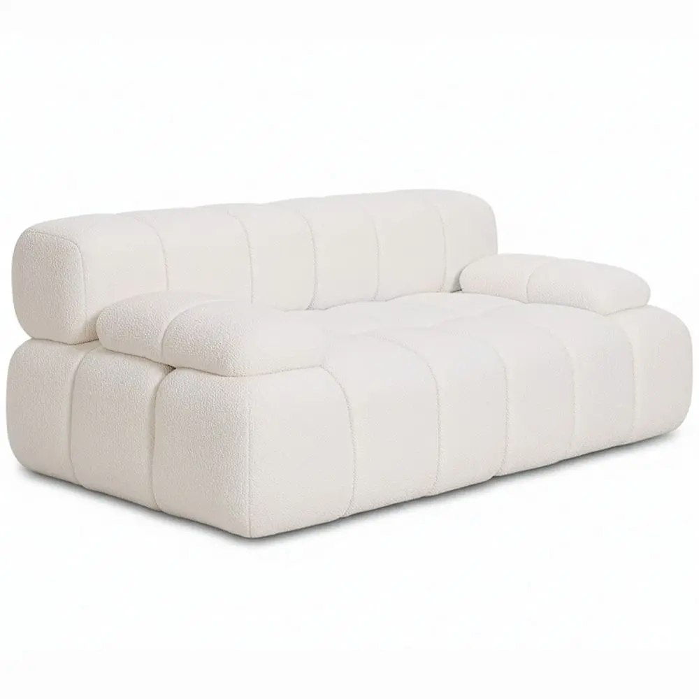  Buy Modular Sofa Upholstered in Bouclé Fabric – 2/3 Seater – Bathy White 61822 - in the UK