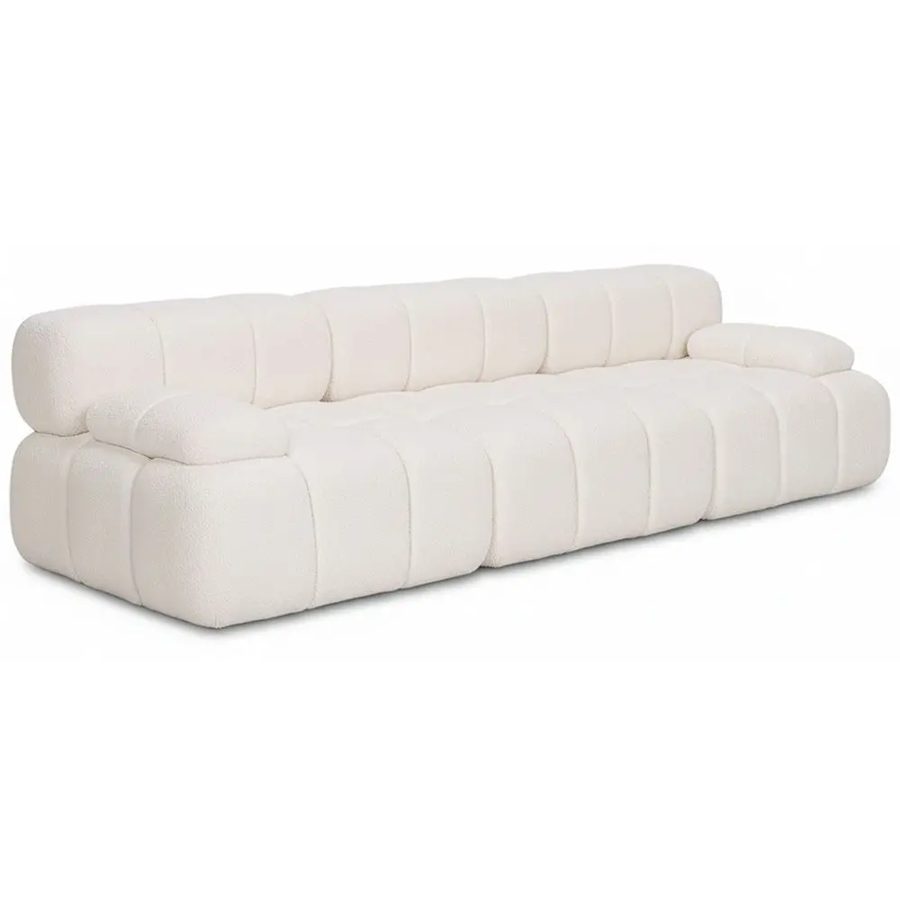  Buy Modular Sofa Upholstered in Bouclé Fabric - 3/4 Seater - Bathy White 61823 - in the UK