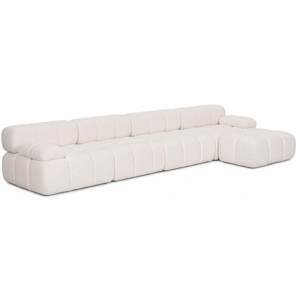 Buy Modular Sofa Chaise Longue Upholstered in Bouclé Fabric - 4/5 seats - Bathy White 61824 - in the UK