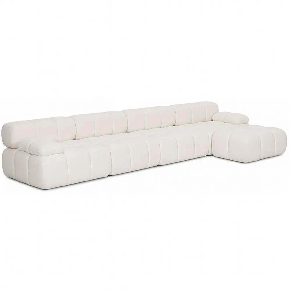  Buy Modular Sofa Chaise Longue Upholstered in Bouclé Fabric - 4/5 seats - Bathy White 61824 - in the UK