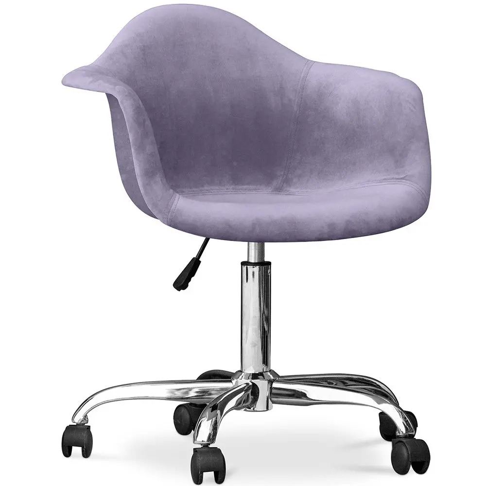  Buy Swivel Velvet Upholstered Office Chair with Wheels - Loy Pastel Purple 60479 - in the UK