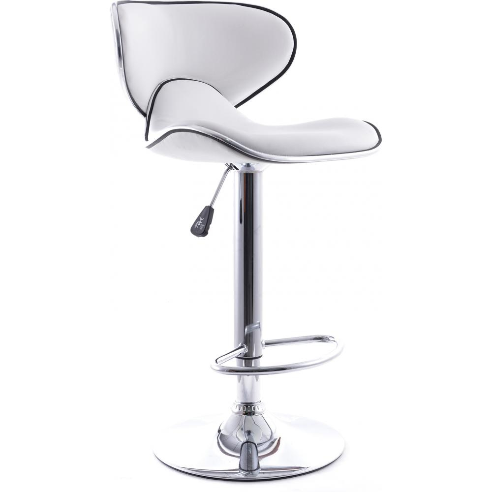  Buy Swivel Chromed Metal Curved Back Bar Stool - Height Adjustable White 49743 - in the UK