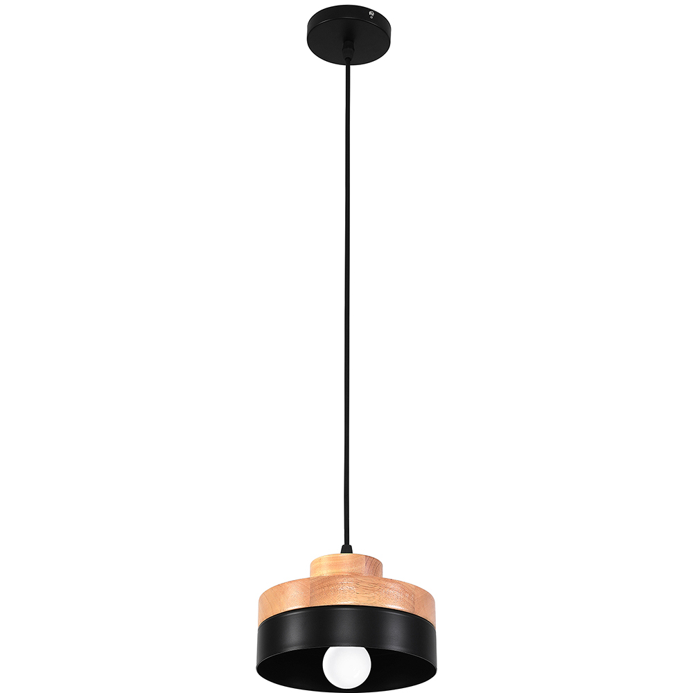  Buy Eigil Scandinavian pendant lamp - Wood and metal Black 59309 - in the UK