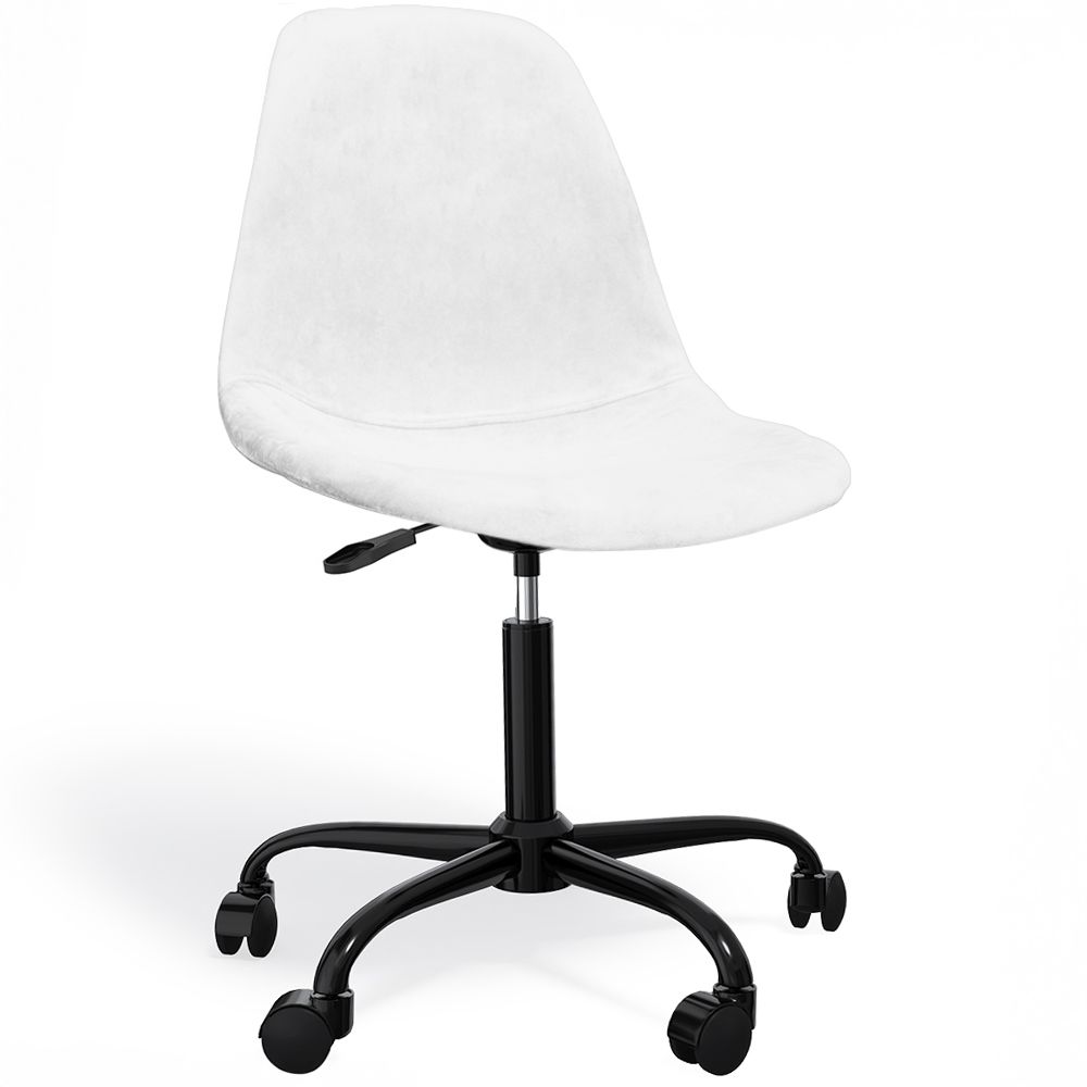  Buy Office Chair Swivel with Wheels – Velvet Upholstery – Steel Black Legs - Brielle  White 61832 - in the UK