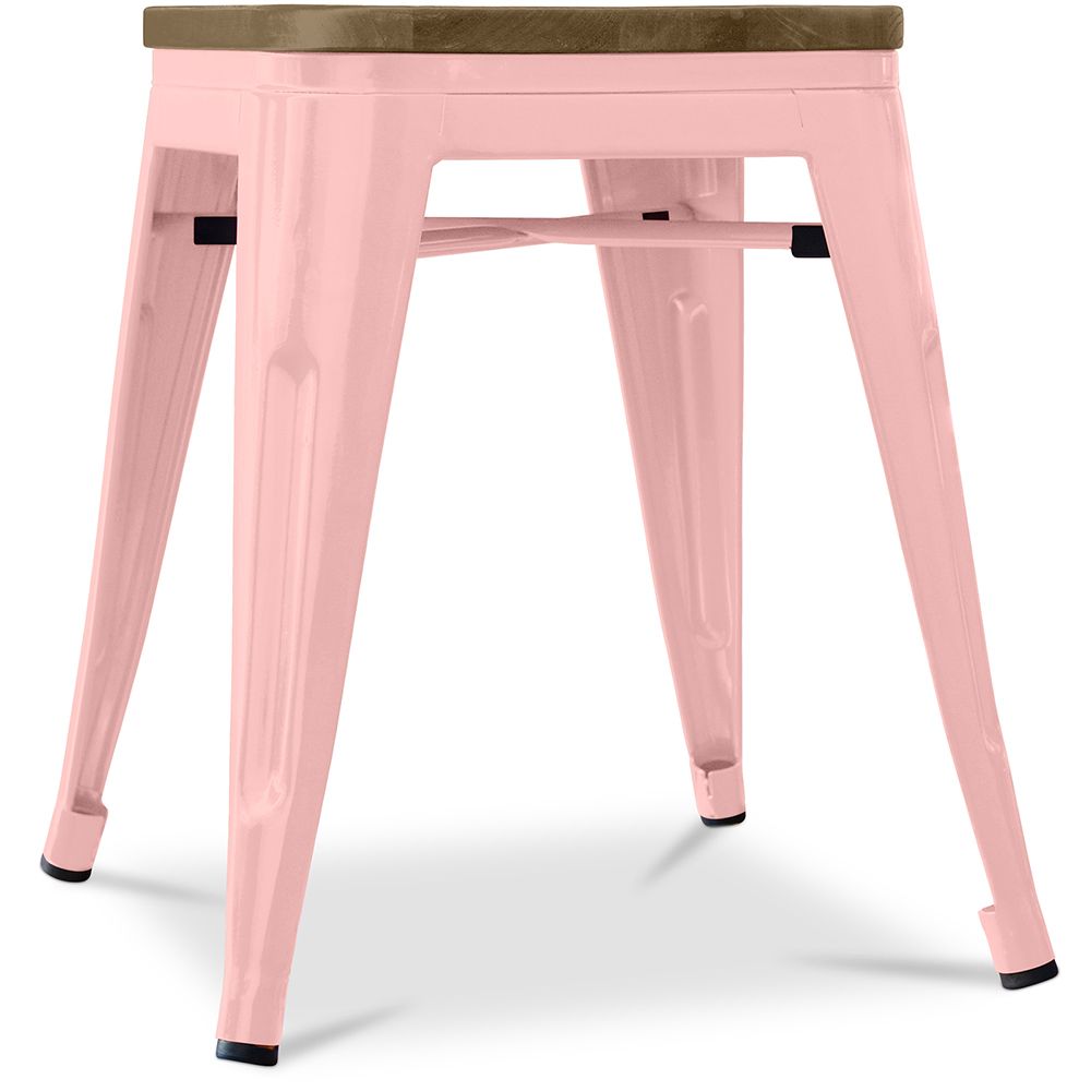  Buy Industrial Design Stool - Wood & Steel - 45cm - Metalix Pastel orange 58350 - in the UK
