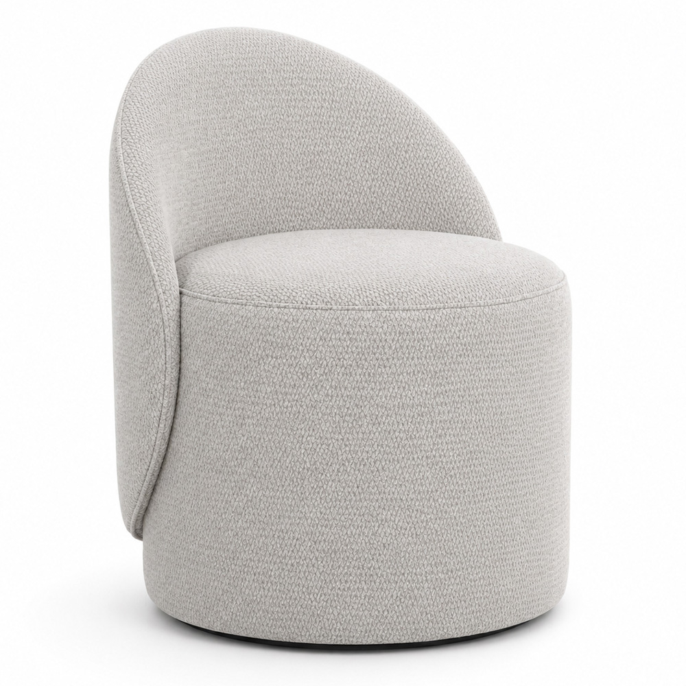  Buy Stool Low Round – Upholstered Seat with Backrest – Yera White 61873 - in the UK