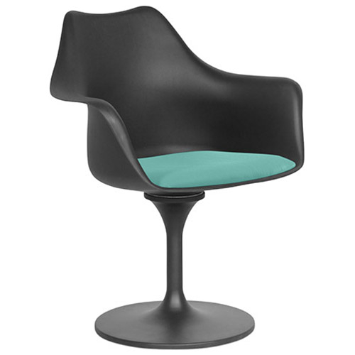  Buy Dining Chair with Armrests - Black Swivel Chair - Tulipa Turquoise 59260 - in the UK