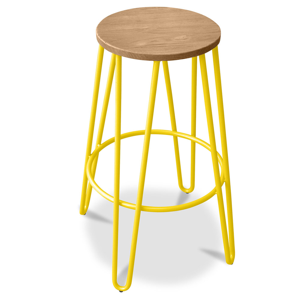  Buy Hairpin Stool - 74cm - Light wood and metal Yellow 59487 - in the UK