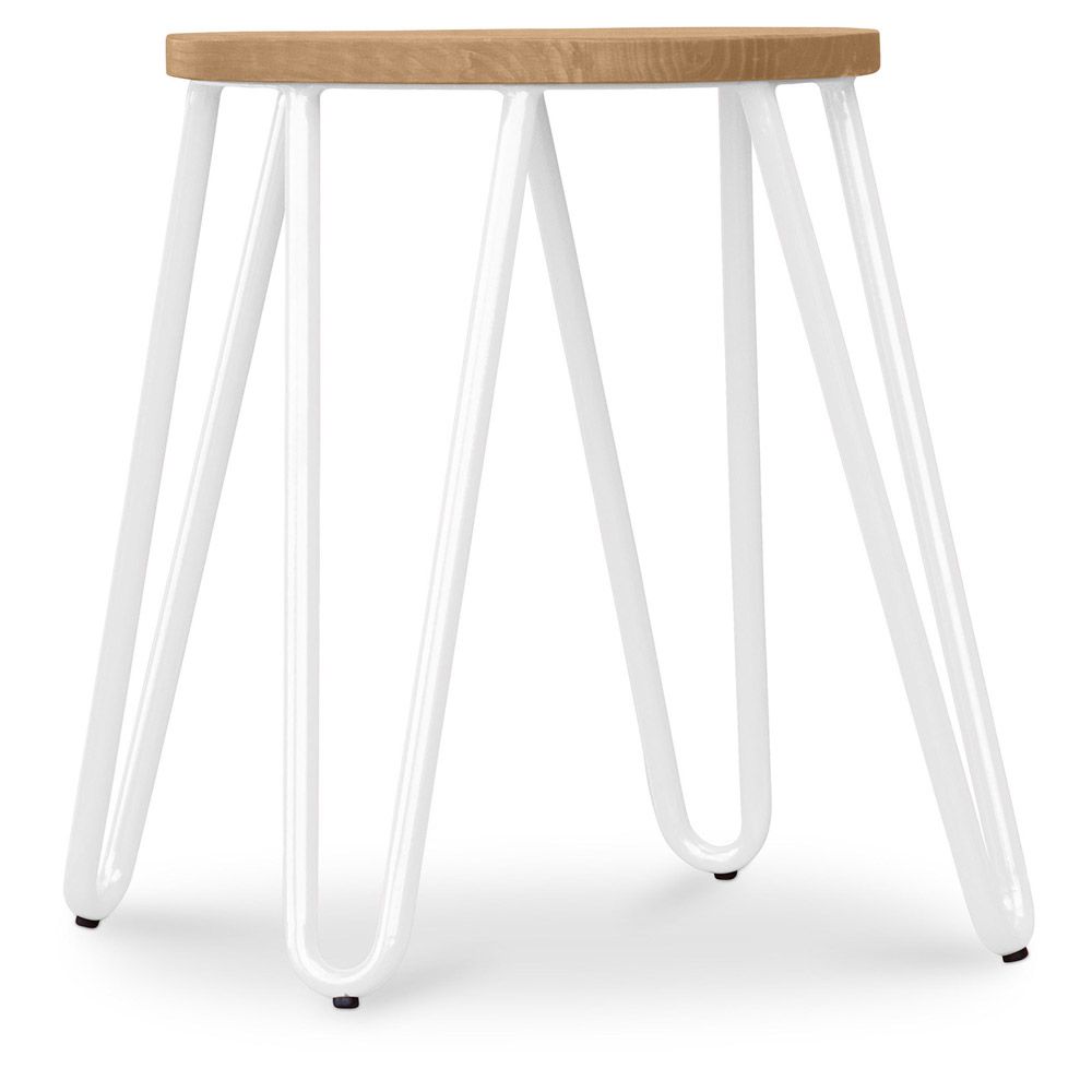  Buy Hairpin Stool - 44cm - Light wood and metal White 59488 - in the UK