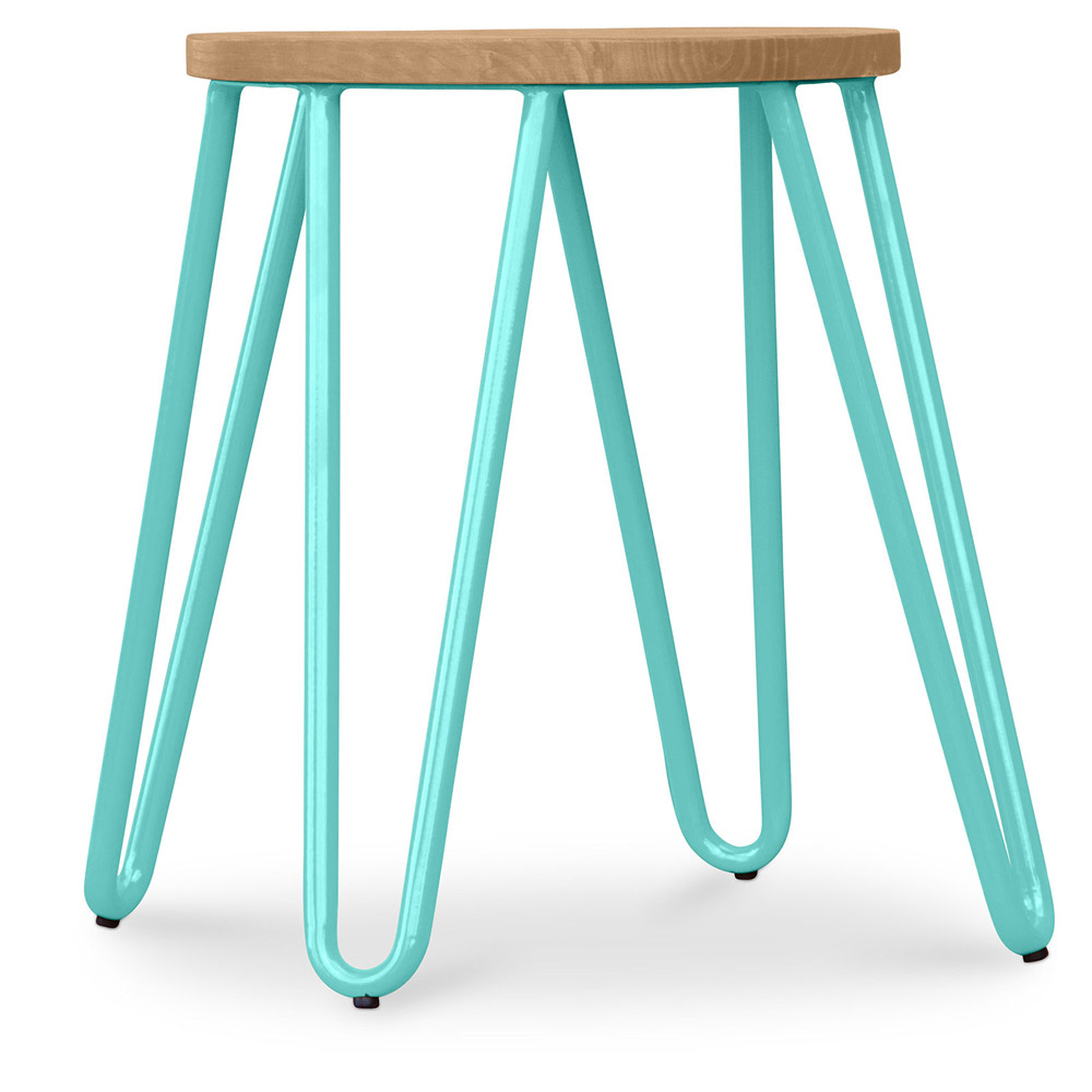  Buy Hairpin Stool - 44cm - Light wood and metal Pastel green 59488 - in the UK