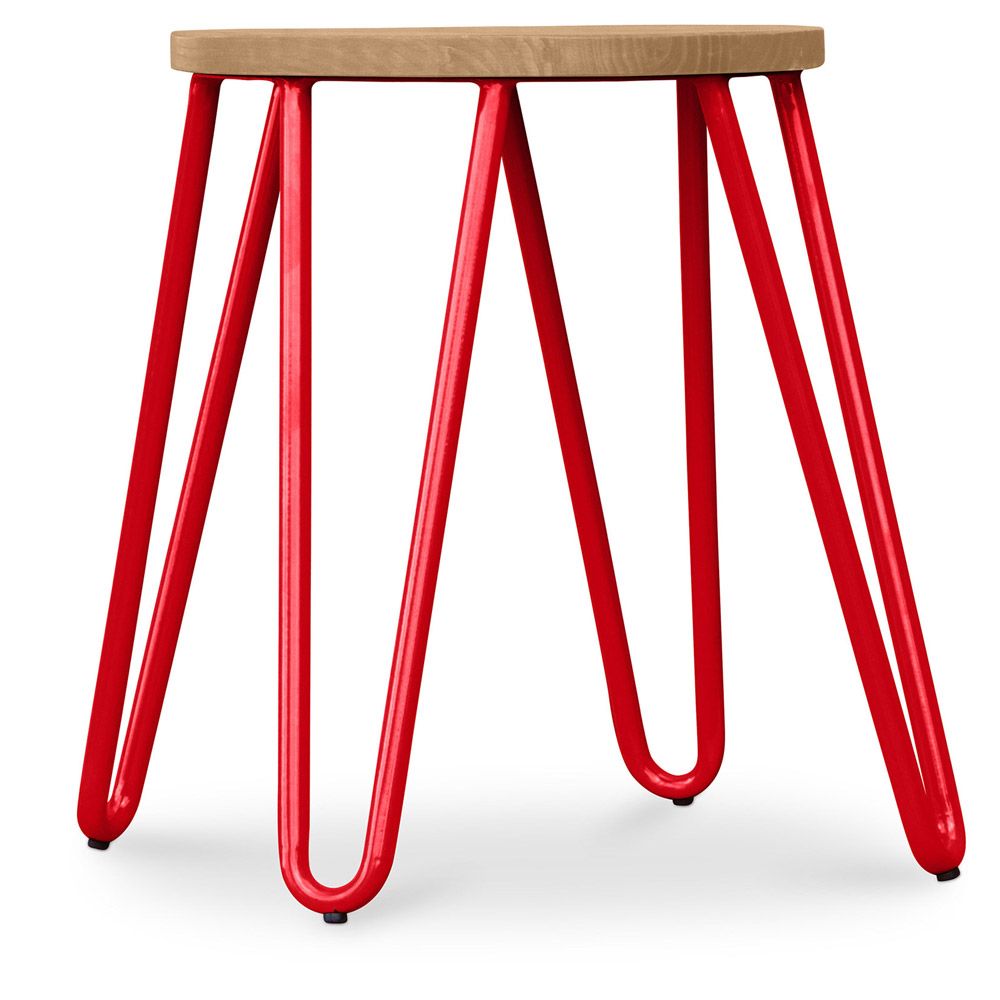  Buy Hairpin Stool - 44cm - Light wood and metal Red 59488 - in the UK