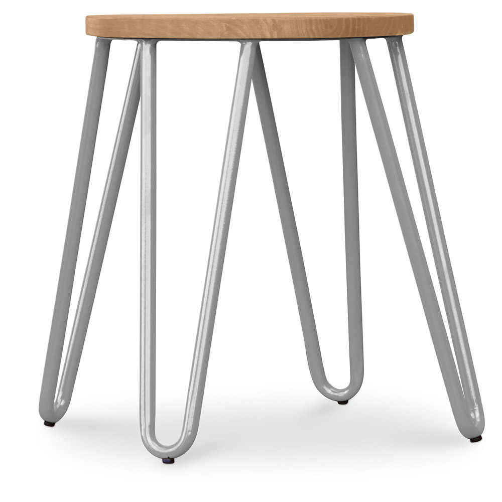  Buy Hairpin Stool - 44cm - Light wood and metal Light grey 59488 - in the UK